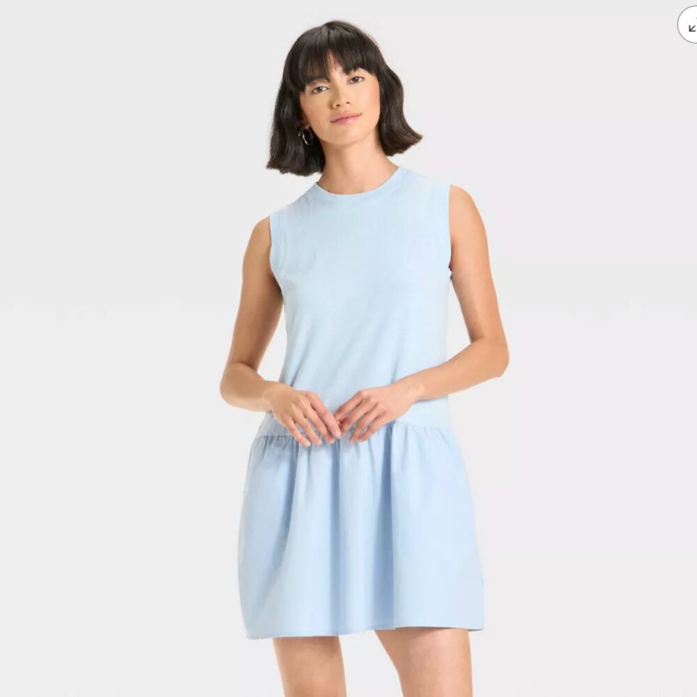 Light Blue Sleeveless Midi Dress